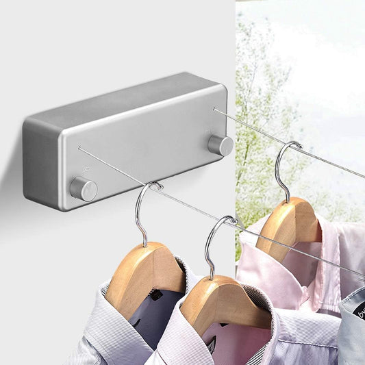 Happywayfar Retractable Clothesline ABS case+Aluminum Dryer with Adjustable Stainless Steel Double Rope String Hotel Style Heavy Duty,Wall Mounted Method, 13.8 Feets
