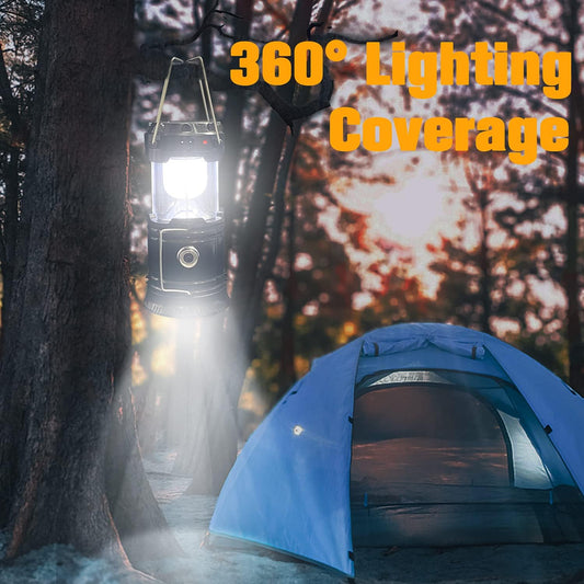 Collapsible LED Camping Lantern 4-Pack, Solar & USB Rechargeable, Waterproof, Lightweight, Emergency Light for Indoor & Outdoor Use