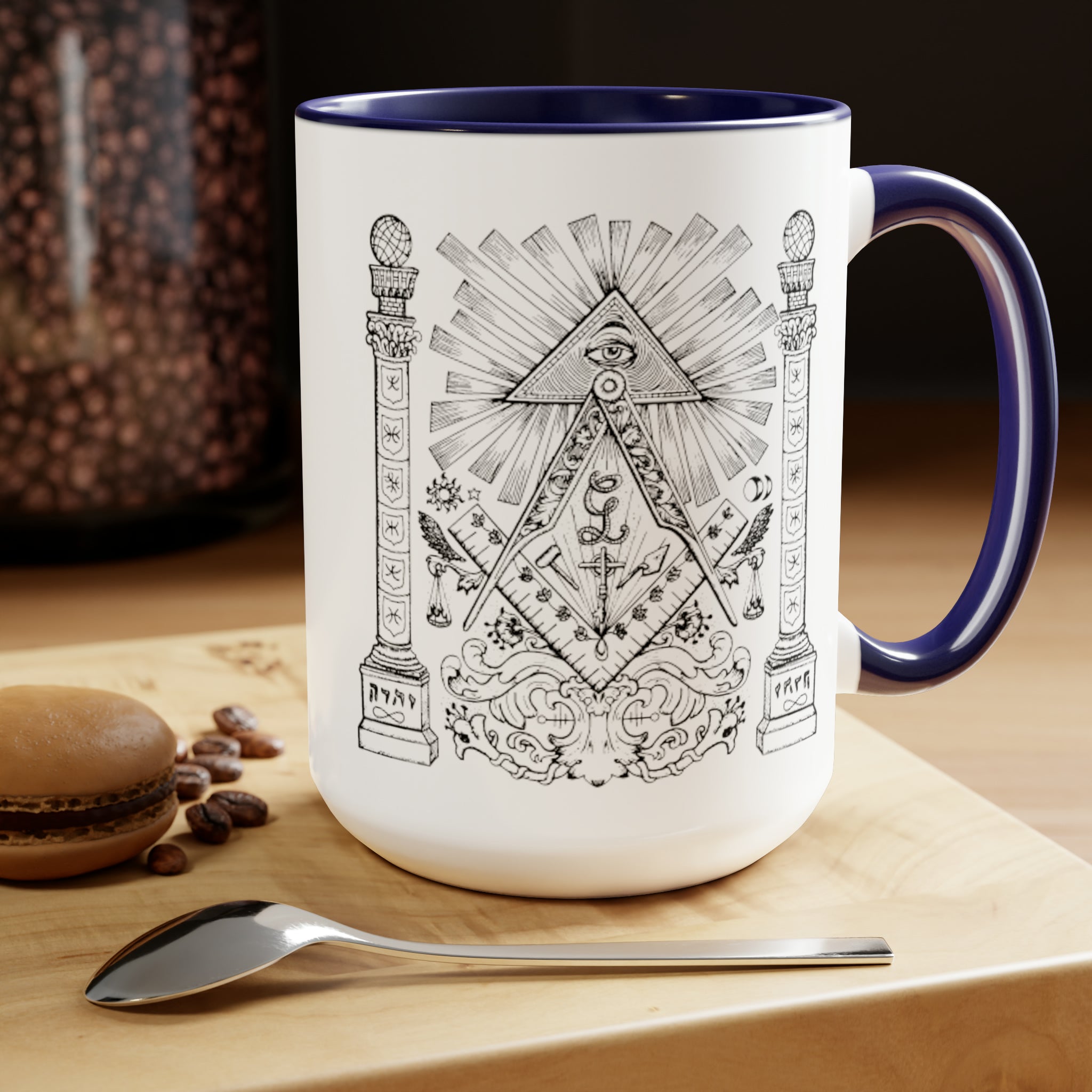 Two-Tone Freemason Coffee Mugs, 15oz
