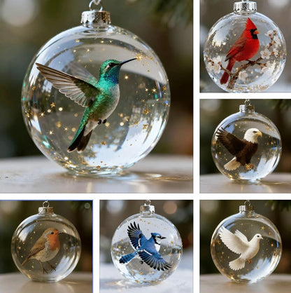 ✨Nature’s Birds Crystal Glass Ornament Set – Hummingbird & Cardinal Christmas Decor 🎄 Special First Order Discount!