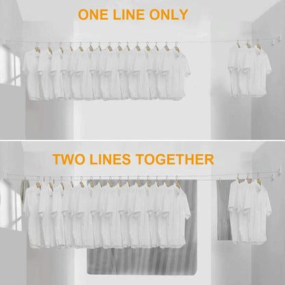 Happywayfar Retractable Clothesline ABS case+Aluminum Dryer with Adjustable Stainless Steel Double Rope String Hotel Style Heavy Duty,Wall Mounted Method, 13.8 Feets