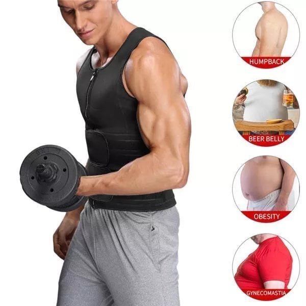 💪Men Body Shaper Sauna Vest Waist Trainer Double Belt