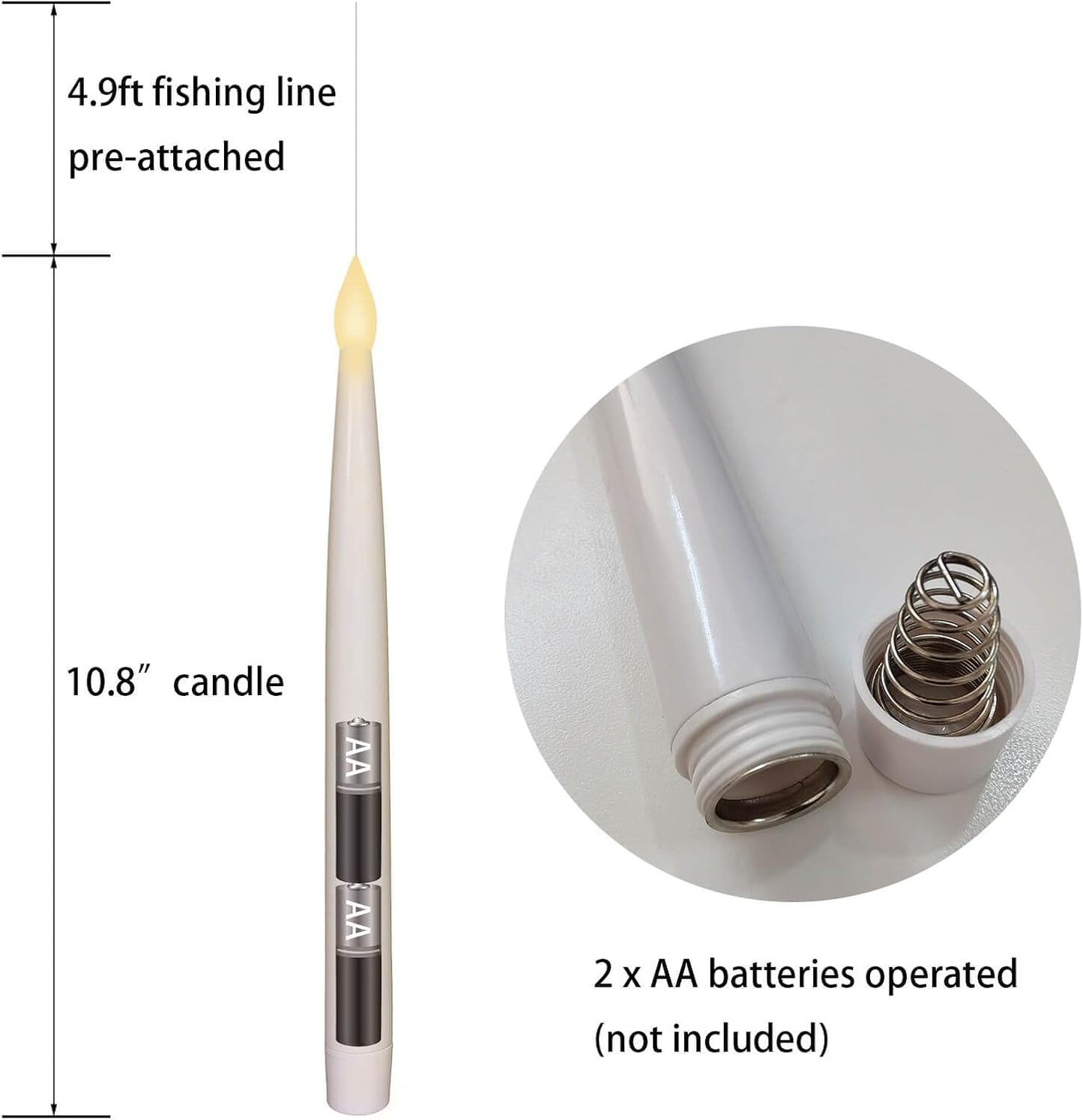 ✨ Floating Flameless Candles with Magic Wand – 20PCS Warm LED Lights for Halloween, Wedding & Party Decor