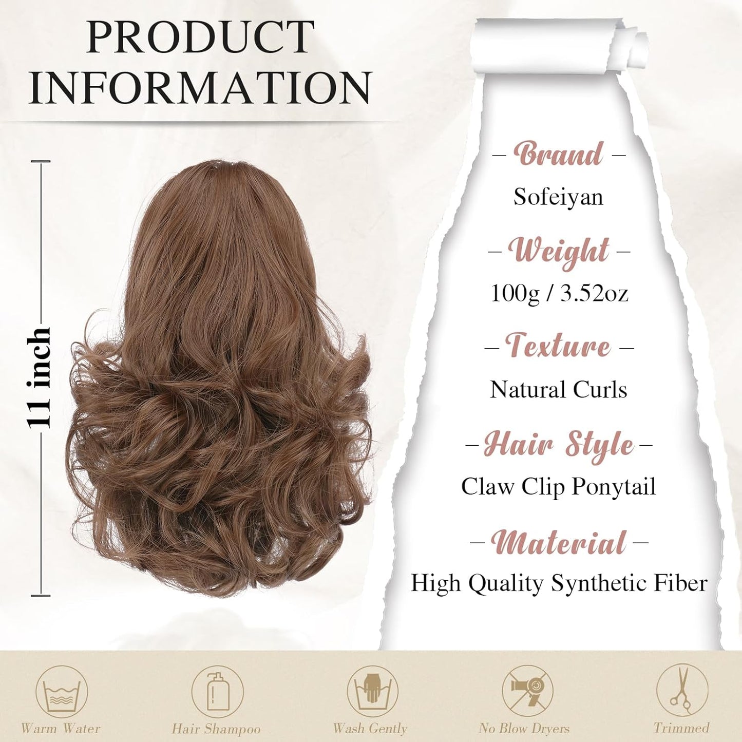 Claw Clip Curly Ponytail