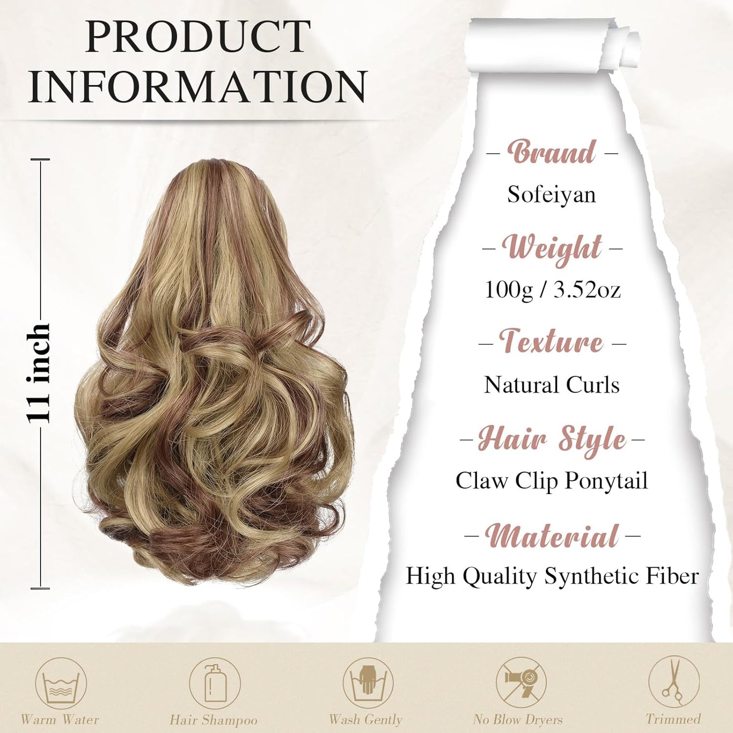 Claw Clip Curly Ponytail