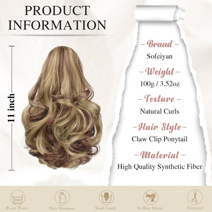 Claw Clip Curly Ponytail