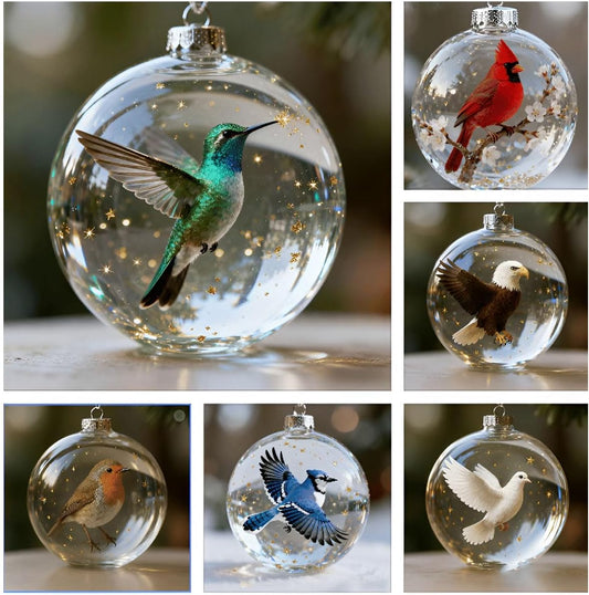 ✨Nature’s Birds Crystal Glass Ornament Set – Hummingbird & Cardinal Christmas Decor 🎄 Special First Order Discount!