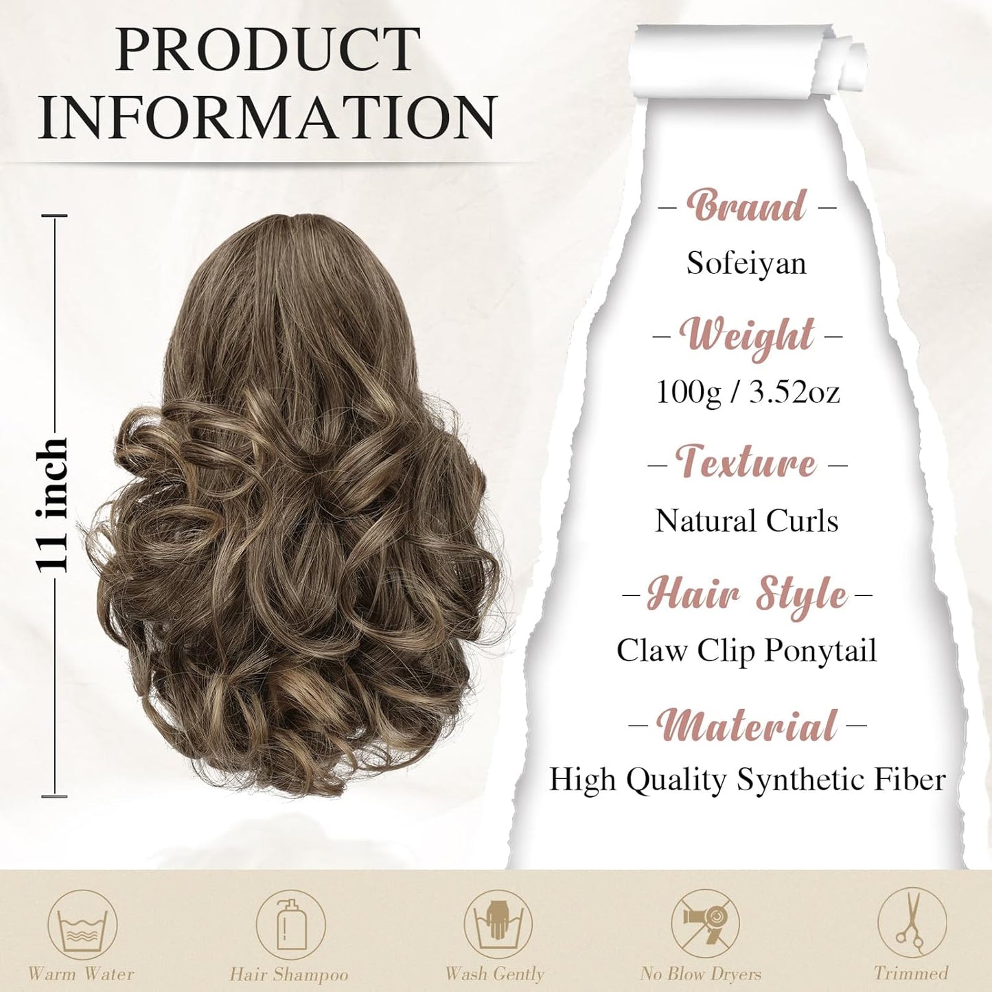 Claw Clip Curly Ponytail