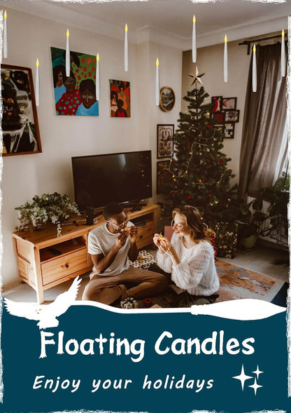 ✨ Floating Flameless Candles with Magic Wand – 20PCS Warm LED Lights for Halloween, Wedding & Party Decor