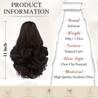 Claw Clip Curly Ponytail