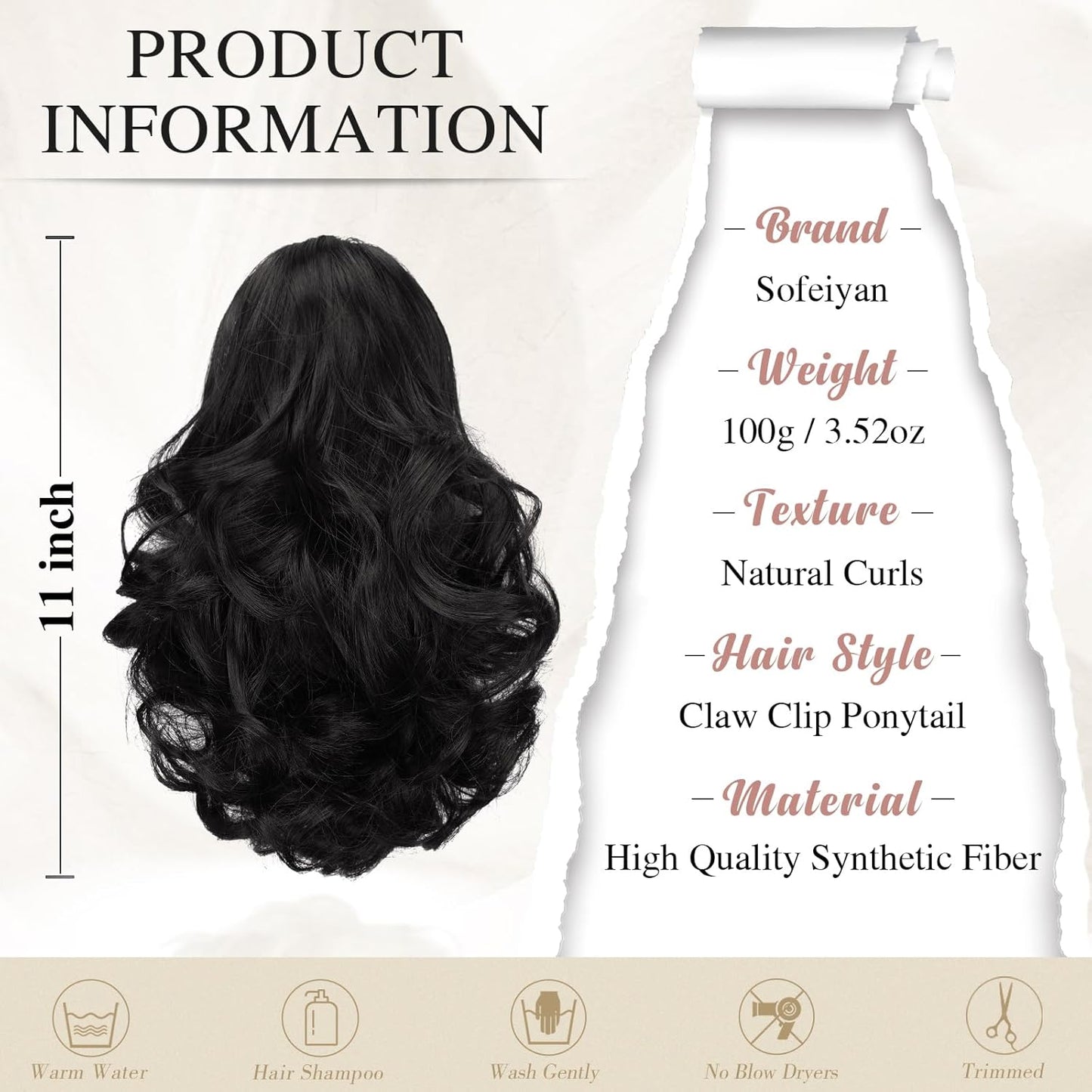 Claw Clip Curly Ponytail