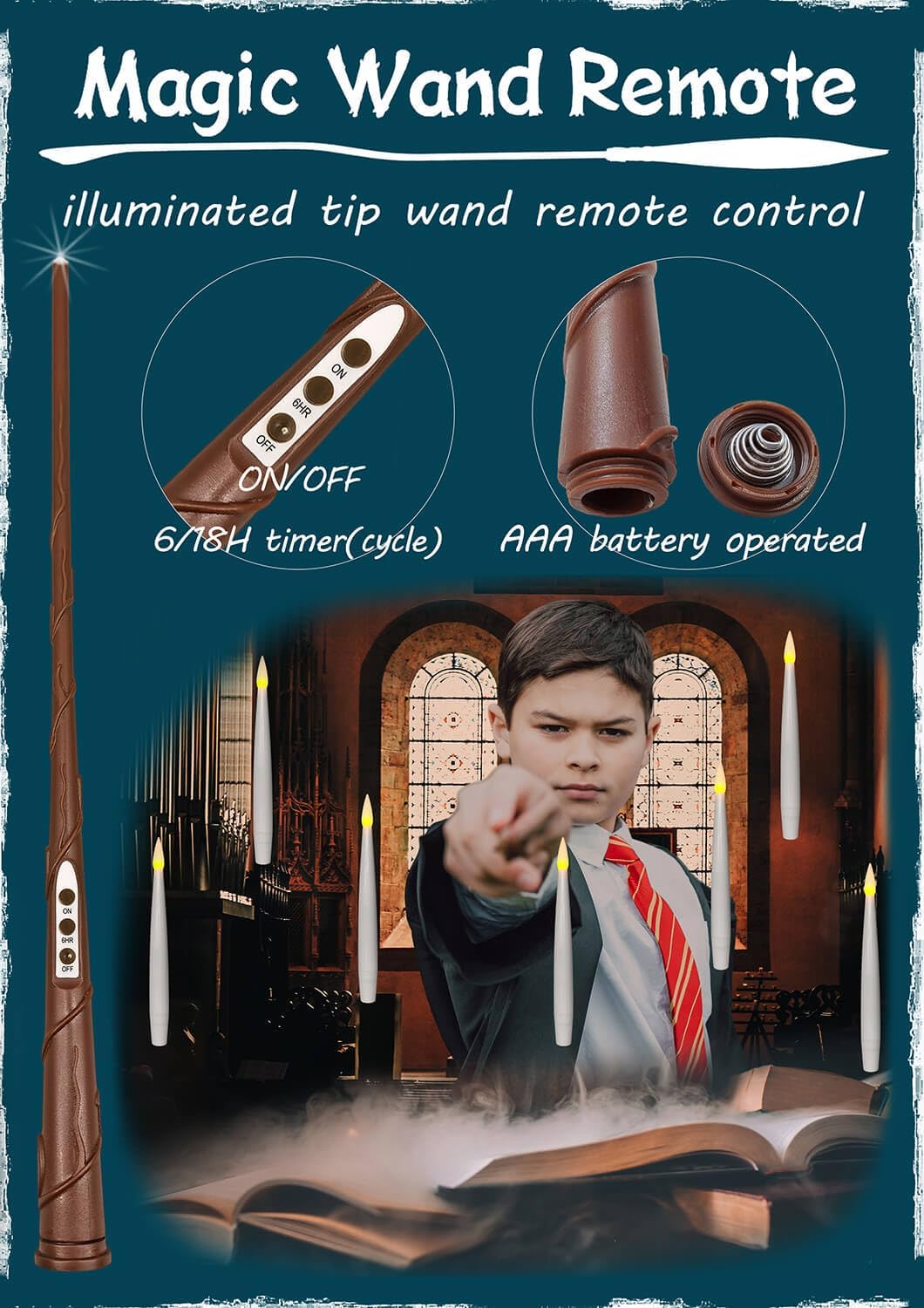 ✨ Floating Flameless Candles with Magic Wand – 20PCS Warm LED Lights for Halloween, Wedding & Party Decor