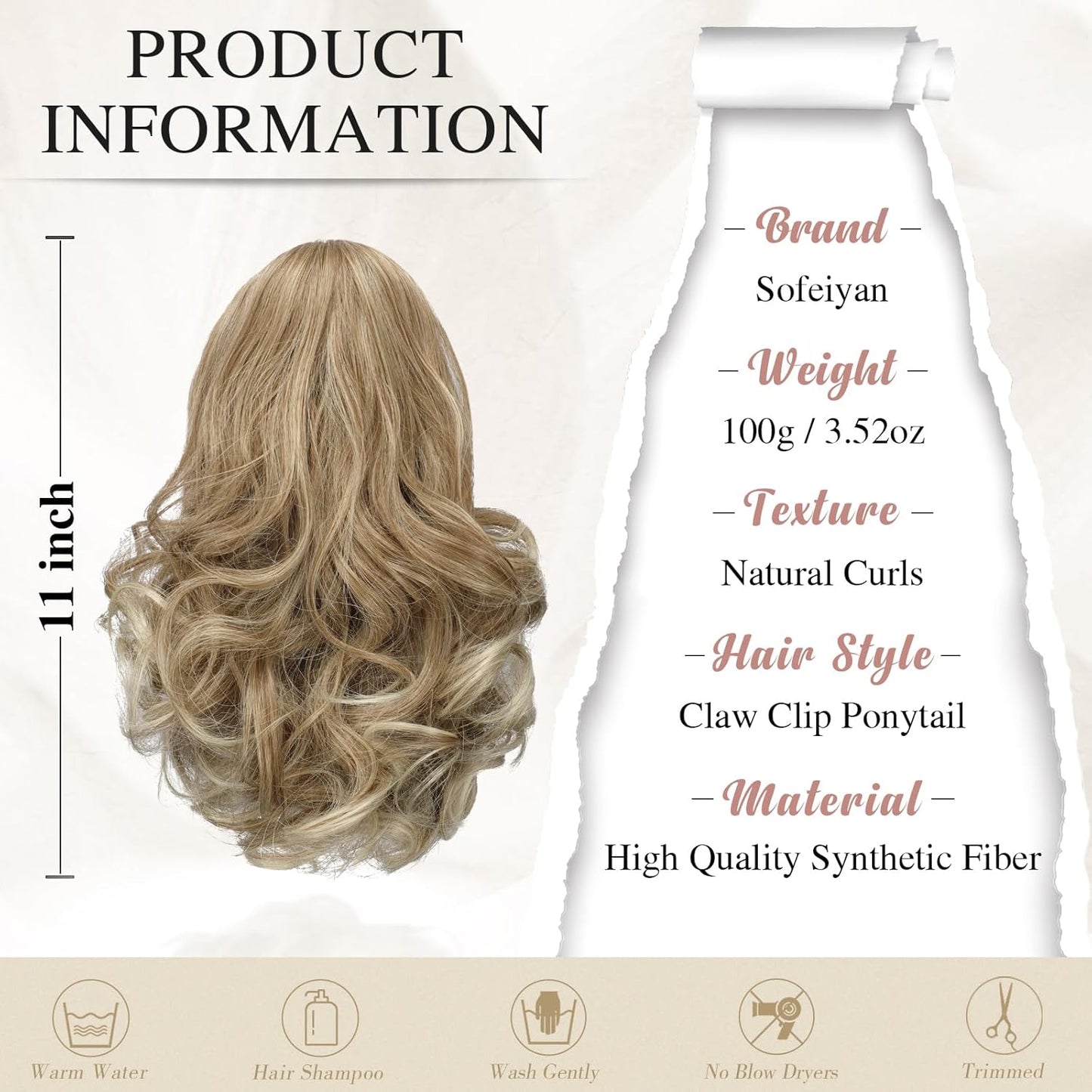 Claw Clip Curly Ponytail