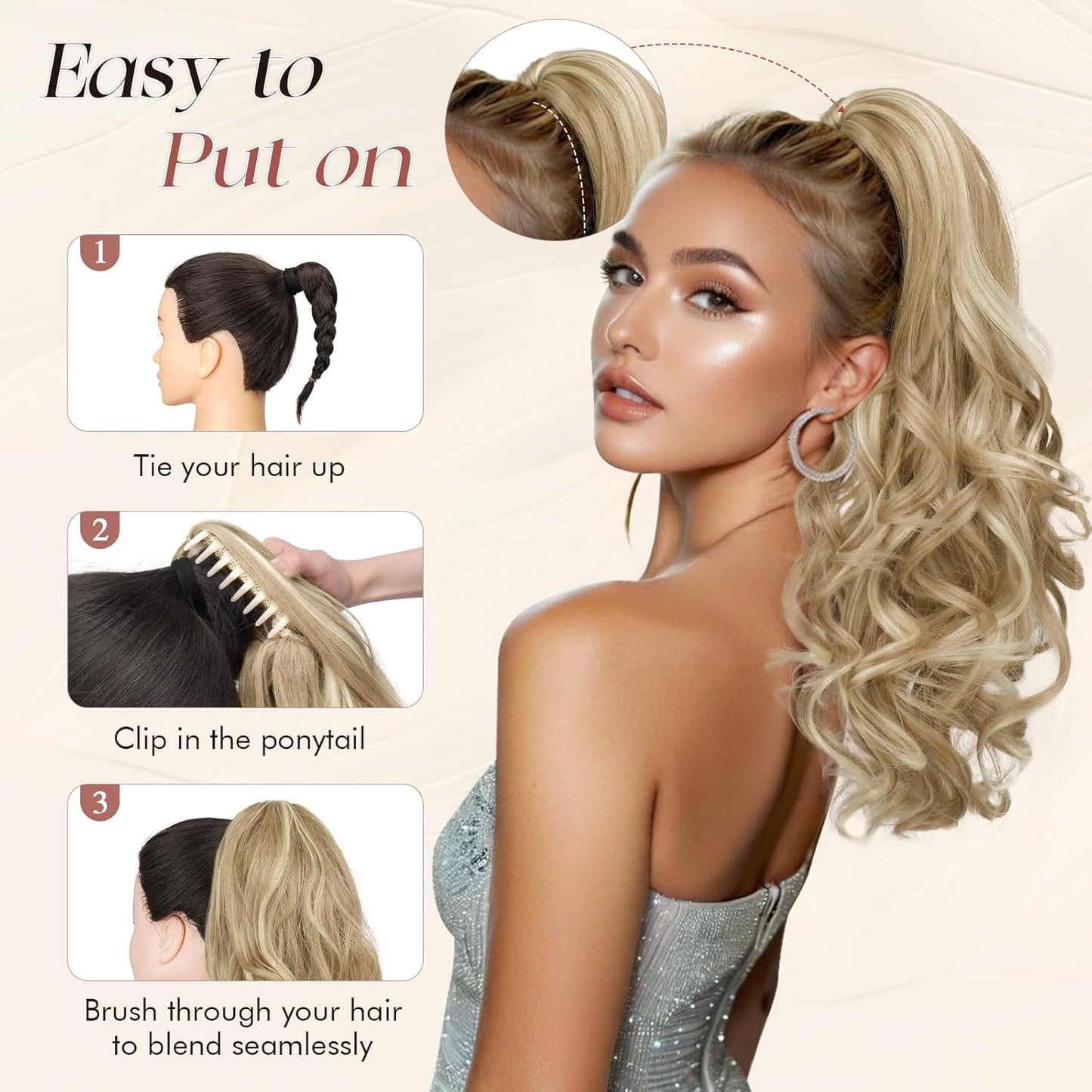 Claw Clip Curly Ponytail