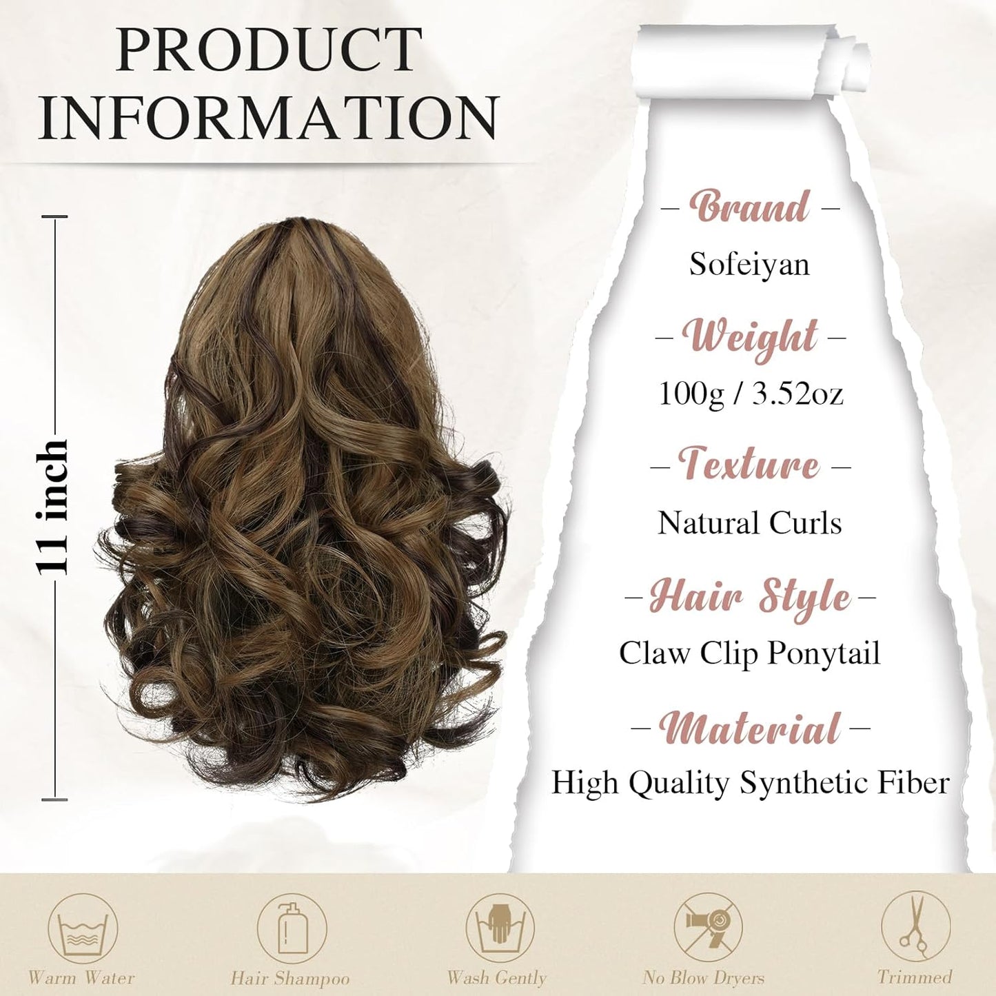 Claw Clip Curly Ponytail