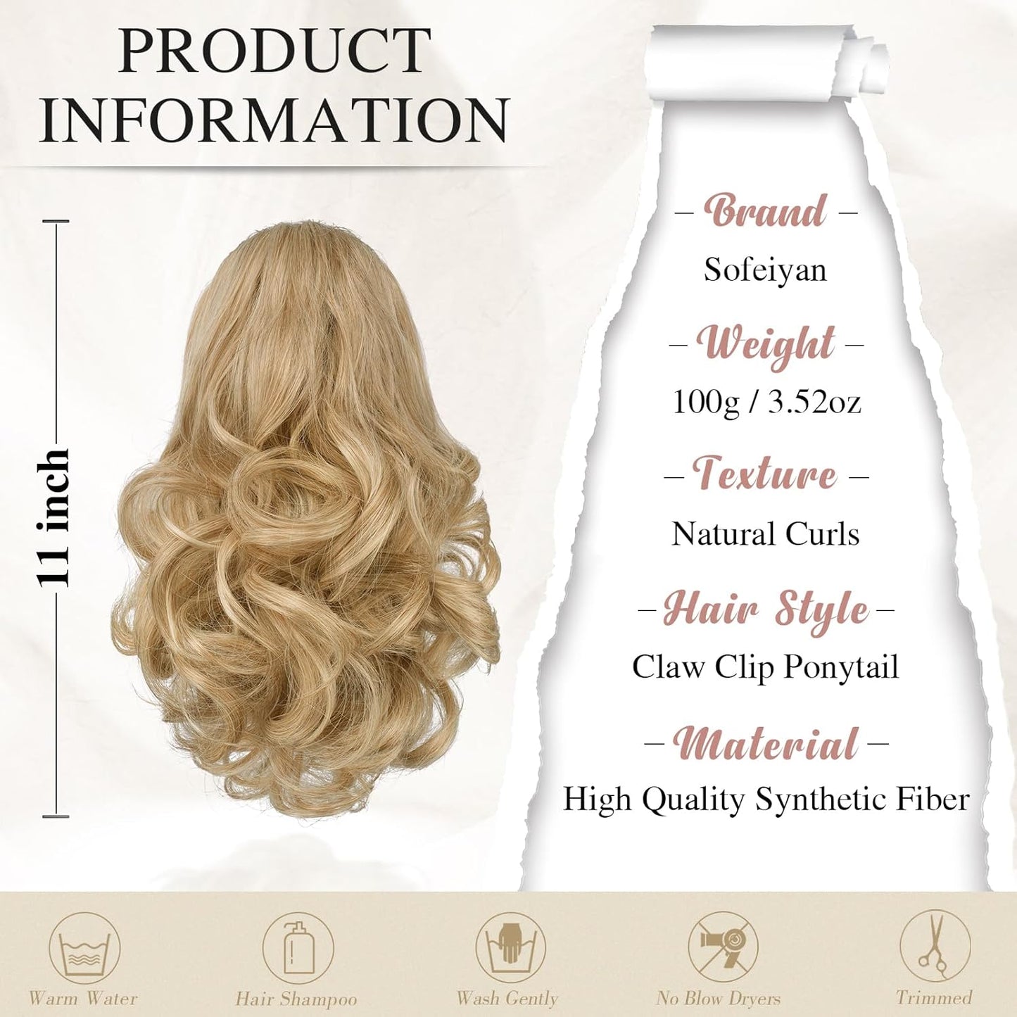 Claw Clip Curly Ponytail