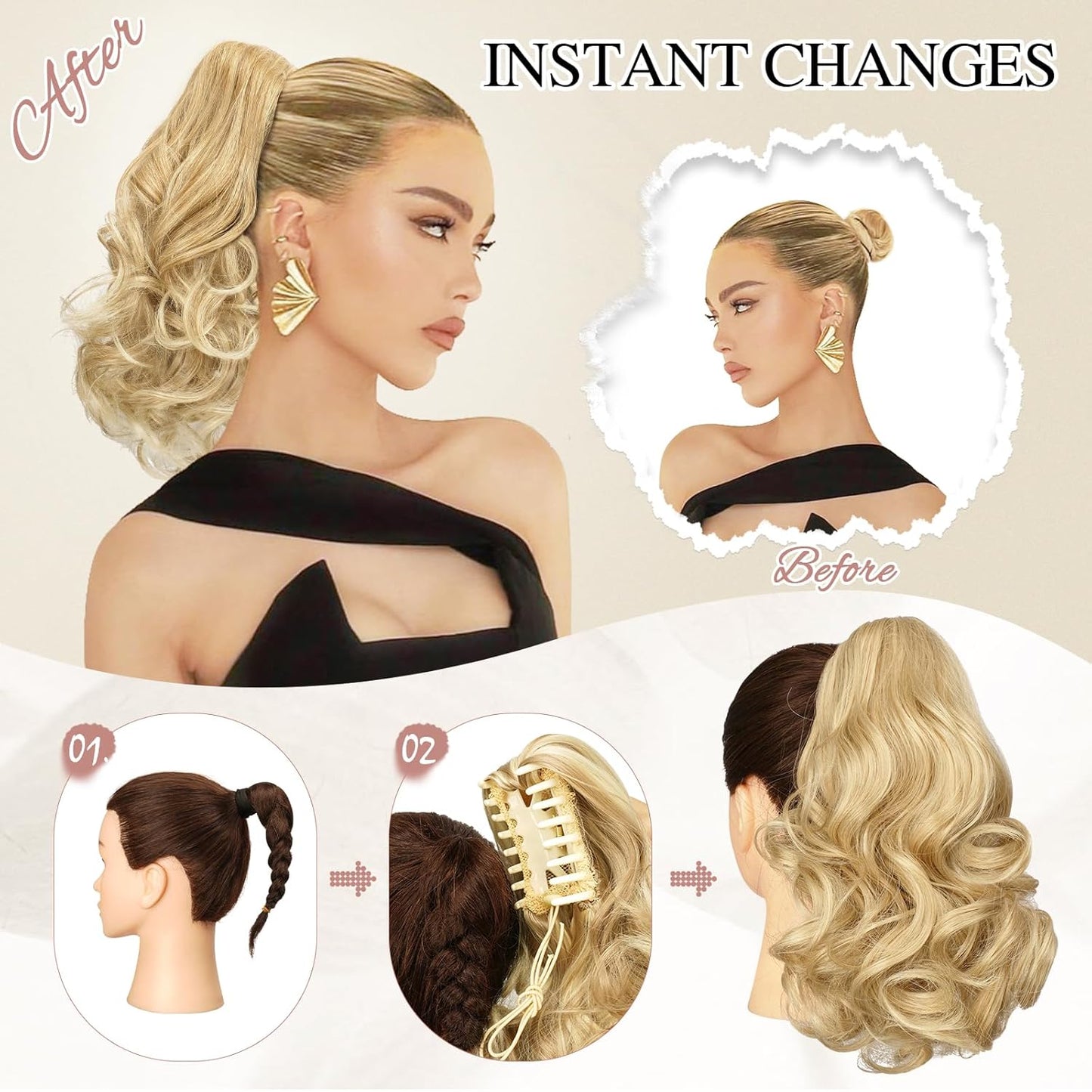 Claw Clip Curly Ponytail