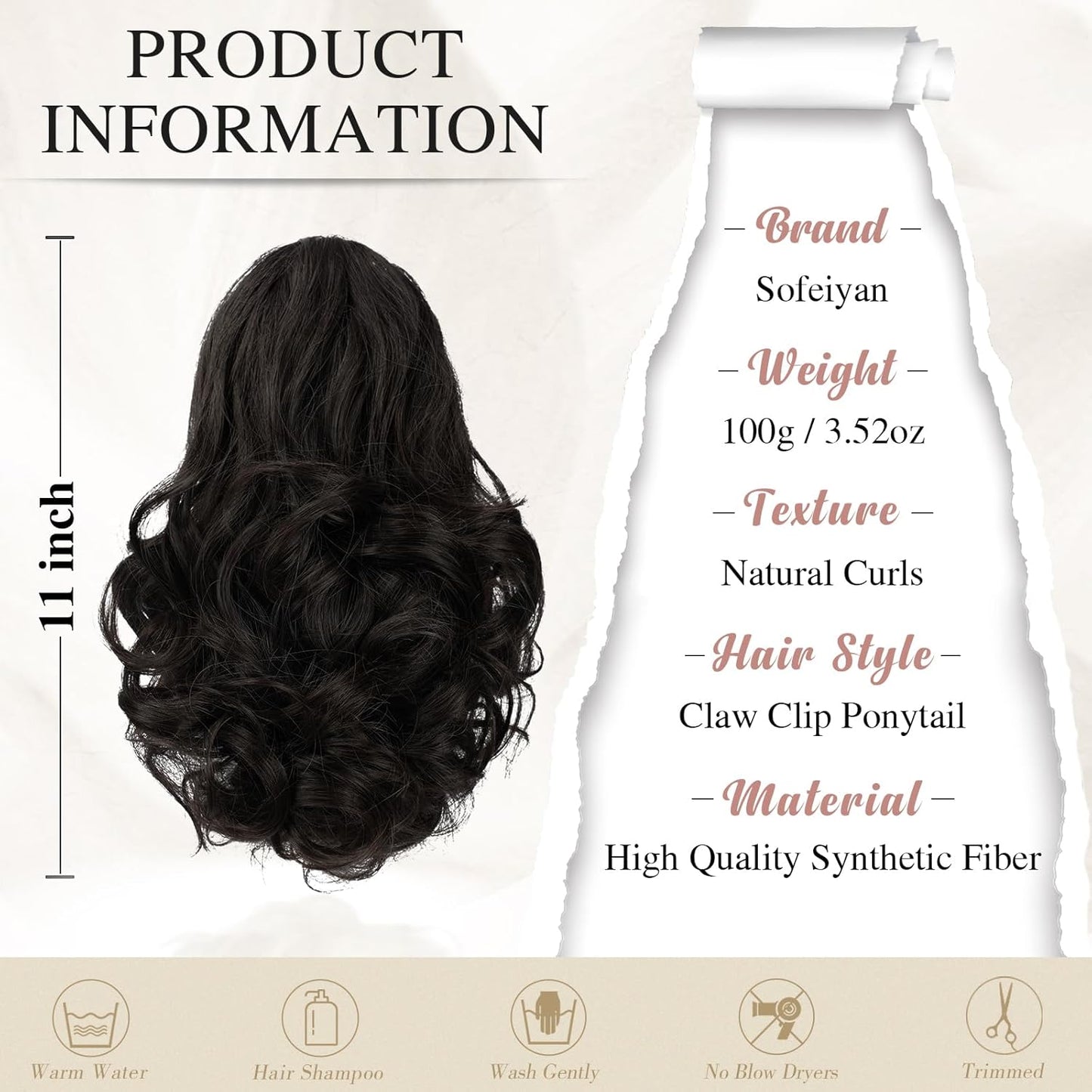 Claw Clip Curly Ponytail