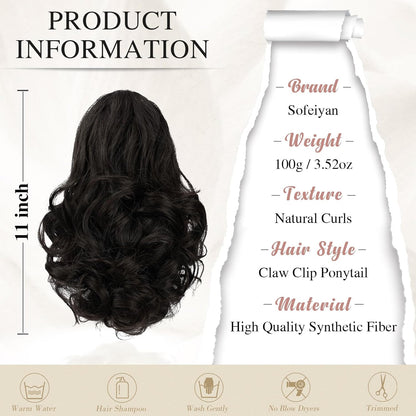 Claw Clip Curly Ponytail