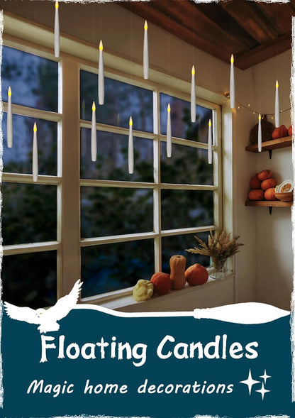 ✨ Floating Flameless Candles with Magic Wand – 20PCS Warm LED Lights for Halloween, Wedding & Party Decor