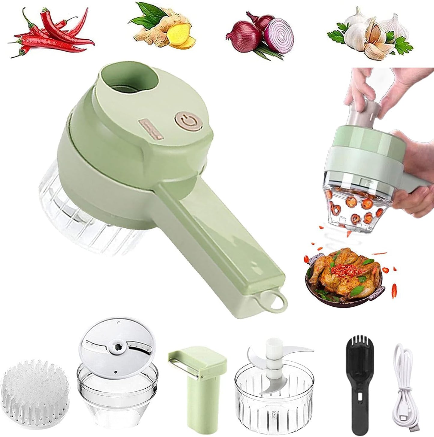 4-in-1 Handheld Electric Vegetable Cutter & Mini Food Chopper 🍅🥕