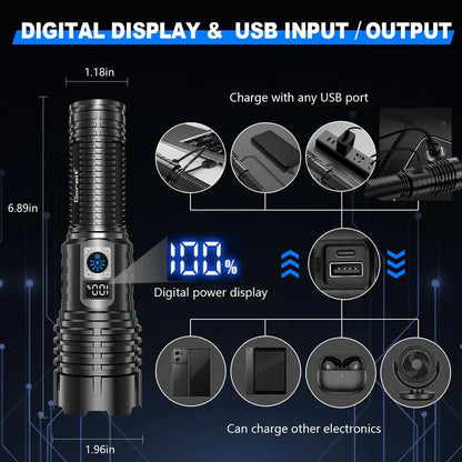 🔥Last five days of promotion🔥LED Rechargeable Tactical Laser Zoom Flashlight