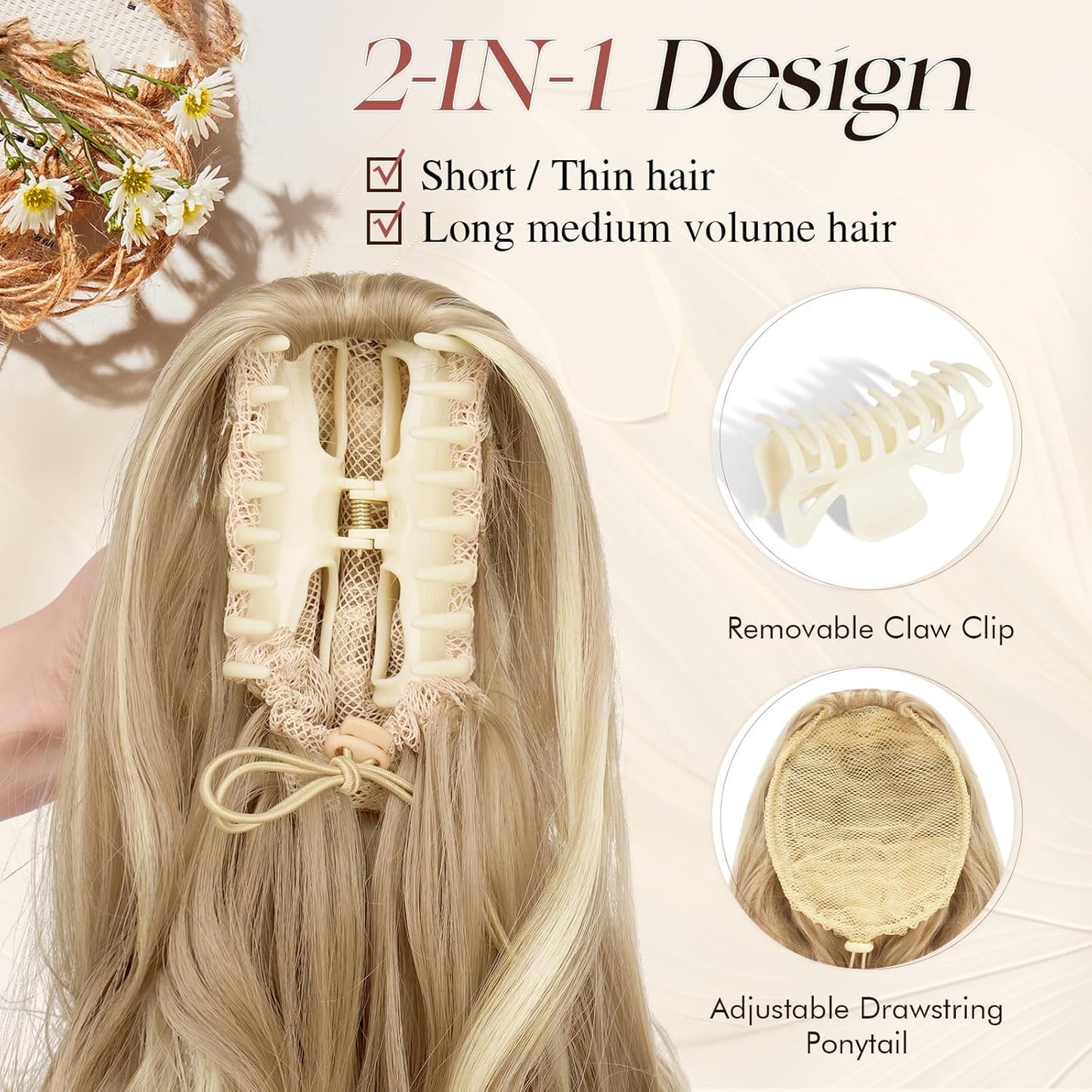 Claw Clip Curly Ponytail