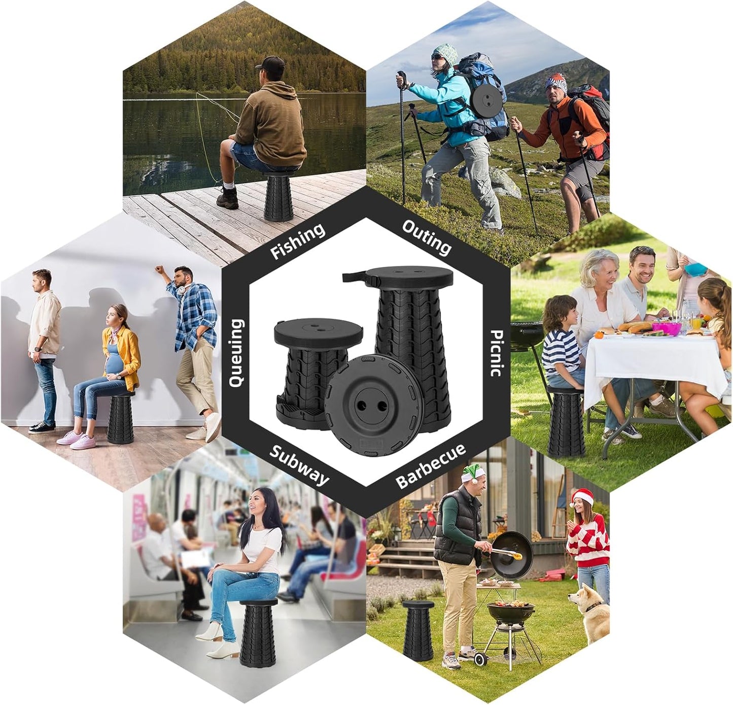【🔥Big Sale🔥】Collapsible Folding Stool – Upgraded Portable Chair 400lbs, Camping, Fishing, Hiking with Carry Strap