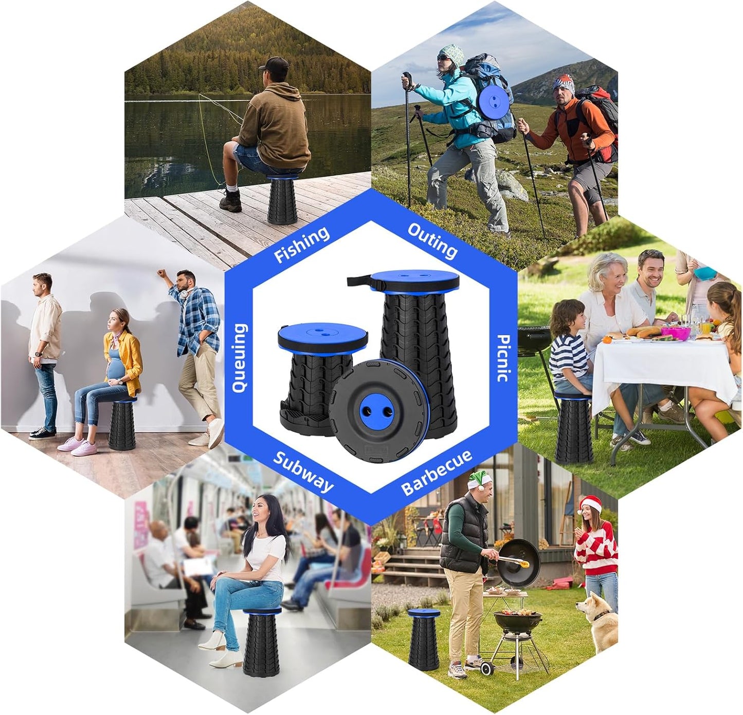 【🔥Big Sale🔥】Collapsible Folding Stool – Upgraded Portable Chair 400lbs, Camping, Fishing, Hiking with Carry Strap