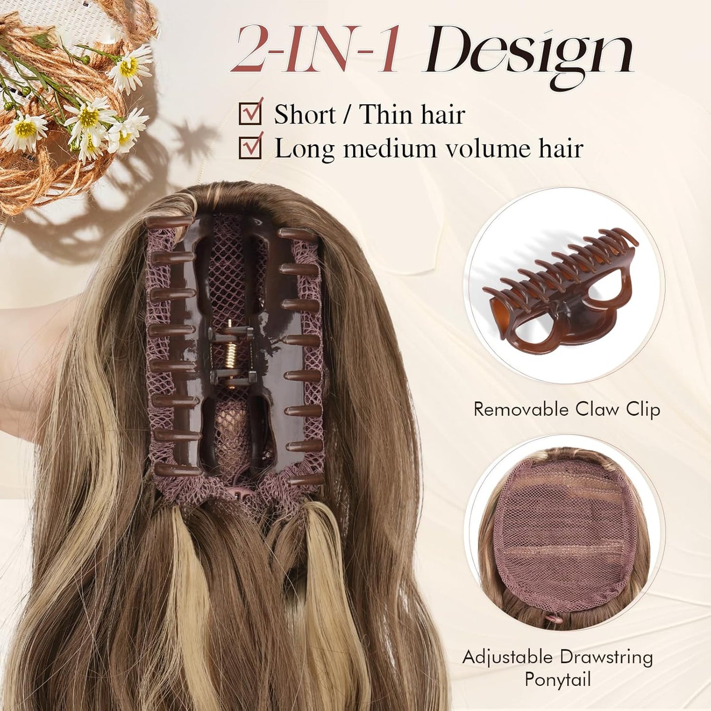 Claw Clip Curly Ponytail