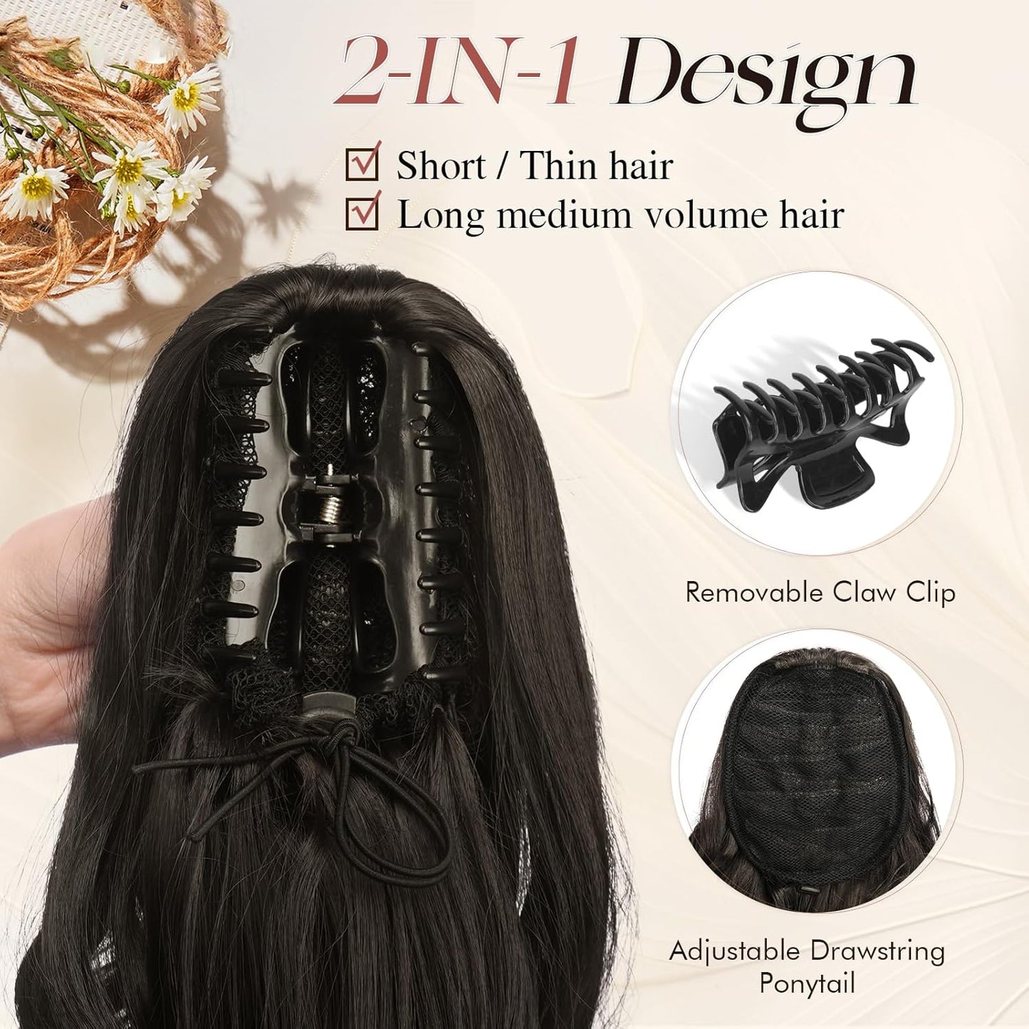 Claw Clip Curly Ponytail