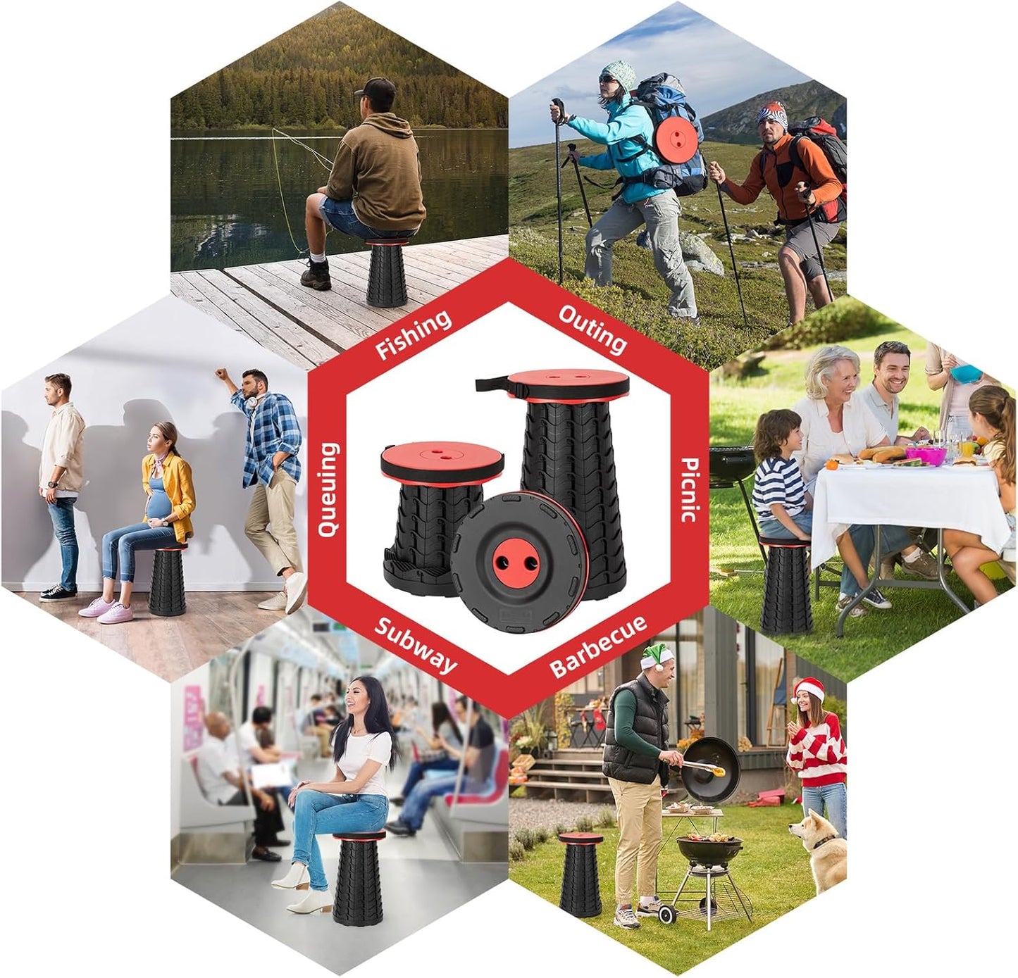 【🔥Big Sale🔥】Collapsible Folding Stool – Upgraded Portable Chair 400lbs, Camping, Fishing, Hiking with Carry Strap