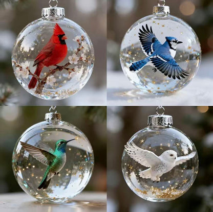 ✨Nature’s Birds Crystal Glass Ornament Set – Hummingbird & Cardinal Christmas Decor 🎄 Special First Order Discount!